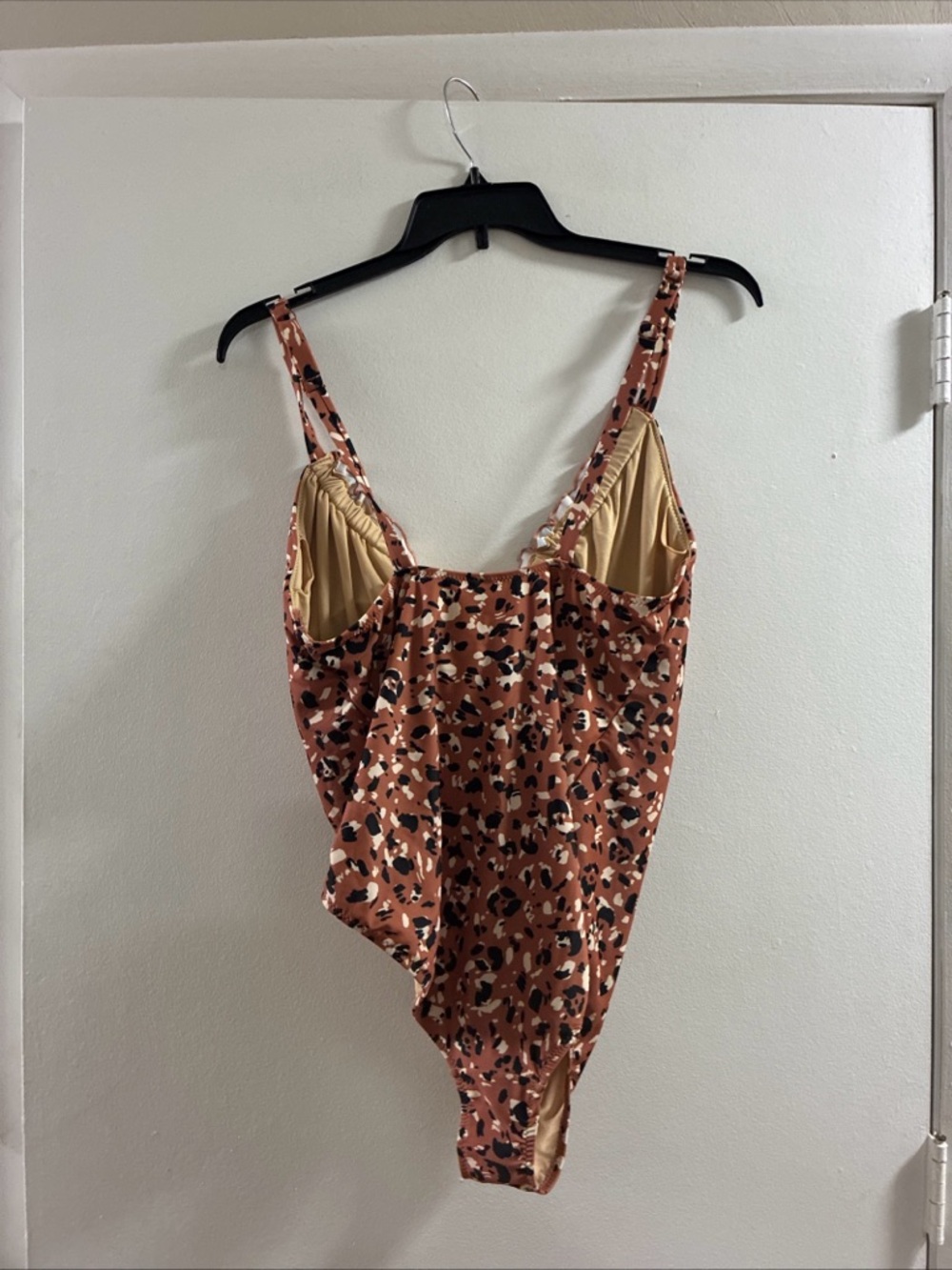 Old Navy Rust Leopard Print Cowl One-Piece Swimsuit - Picture 2 of 7